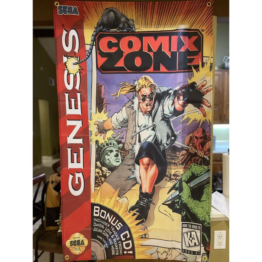 Comix Zone 5ft Flag Sega Genesis 1995 Banner Poster